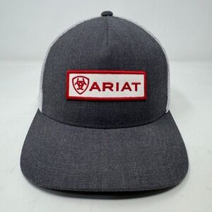 Ariat Hat Cap Snap Back Trucker Mesh Patch Logo Gray One Size Men's